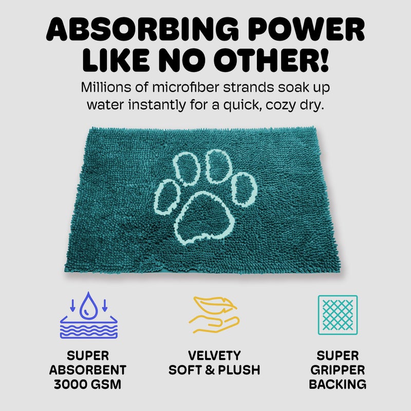 Dog Gone Smart Dirty Dog Doormat - Fast Drying Rug with Super Gripper Backing for Clean Floors - Super Absorbent and Machine Washable Mat for Muddy Paws - Petrol - Image 3